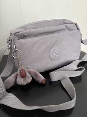 Kipling Lilac Small Crossbody Bag with Plush Monkey Charm